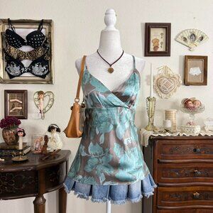 Y2k fairy grunge boho floral whimsical silk cami